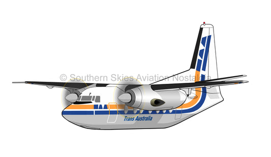 TAA Fokker F27 VH-TQT - 80's Camel Hump Livery (Caricature or Side Profile)