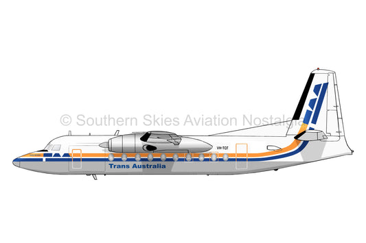 TAA Fokker F27 VH-TQT - 80's Camel Hump Livery (Caricature or Side Profile)