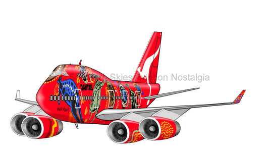 Qantas Boeing 747-400 - Wunala Dreaming 1 - VH-OJB (Caricature or Side Profile)