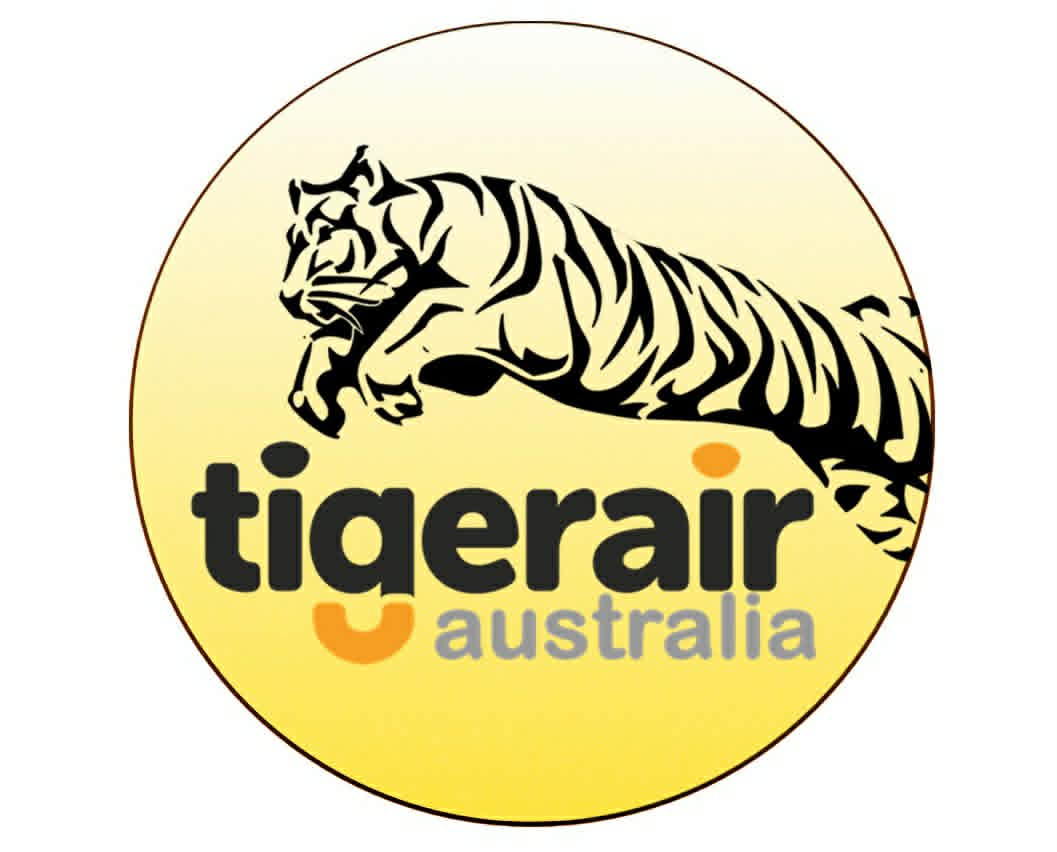 Tigerair 10cm round "Tiger" logo sticker.