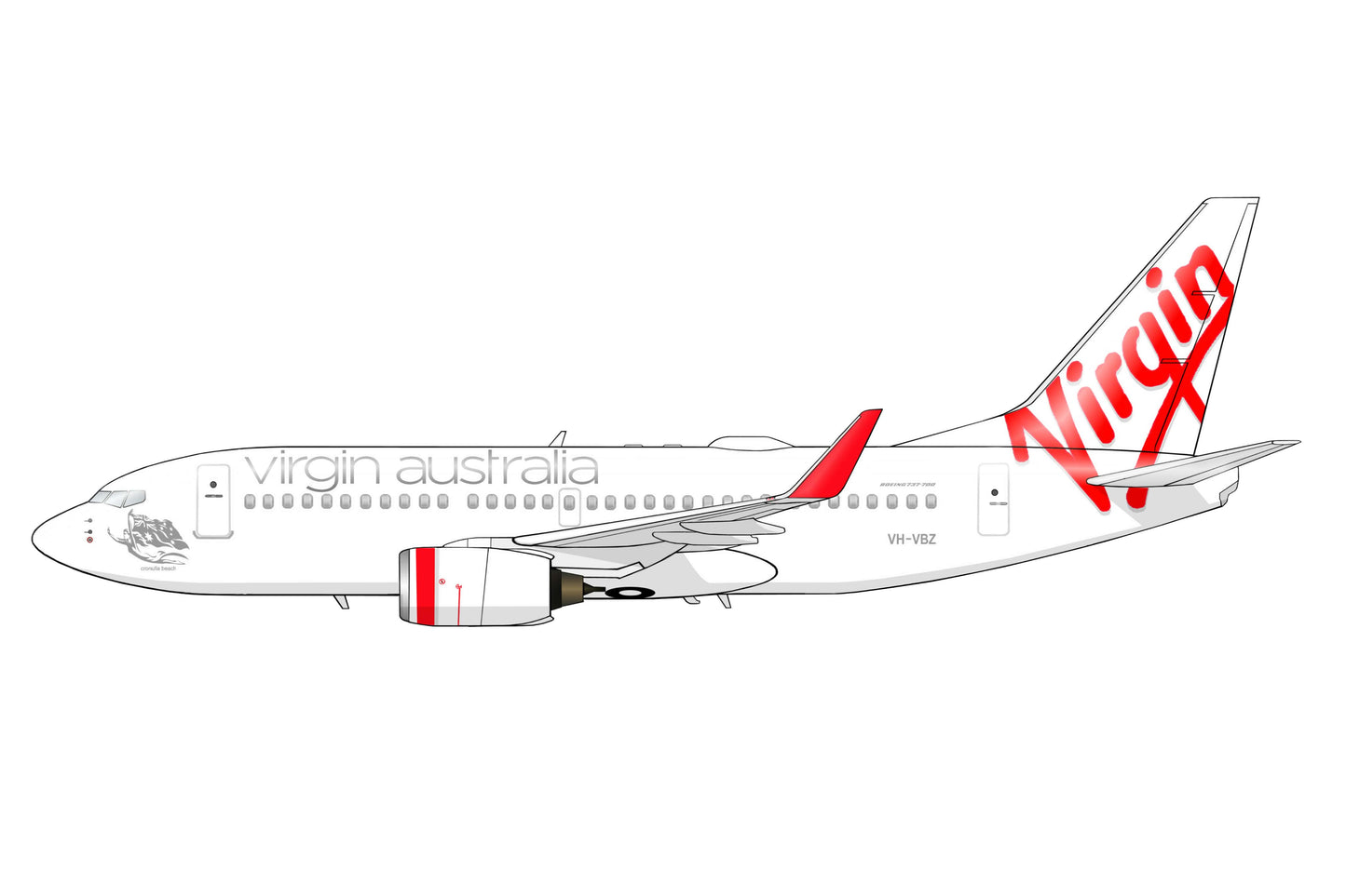 Virgin Australia Boeing 737-700 VH-VBZ PVC side profile cutout.