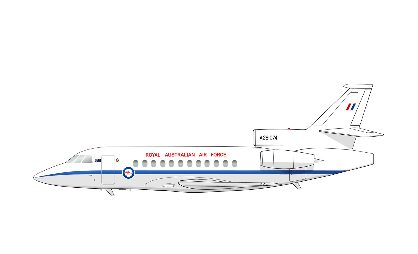 RAAF Dassault Falcon 900 A26-074 PVC side profile cutout.