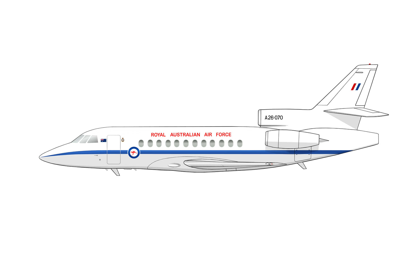 RAAF Dassault Falcon 900 A26-070 PVC side profile cutout.