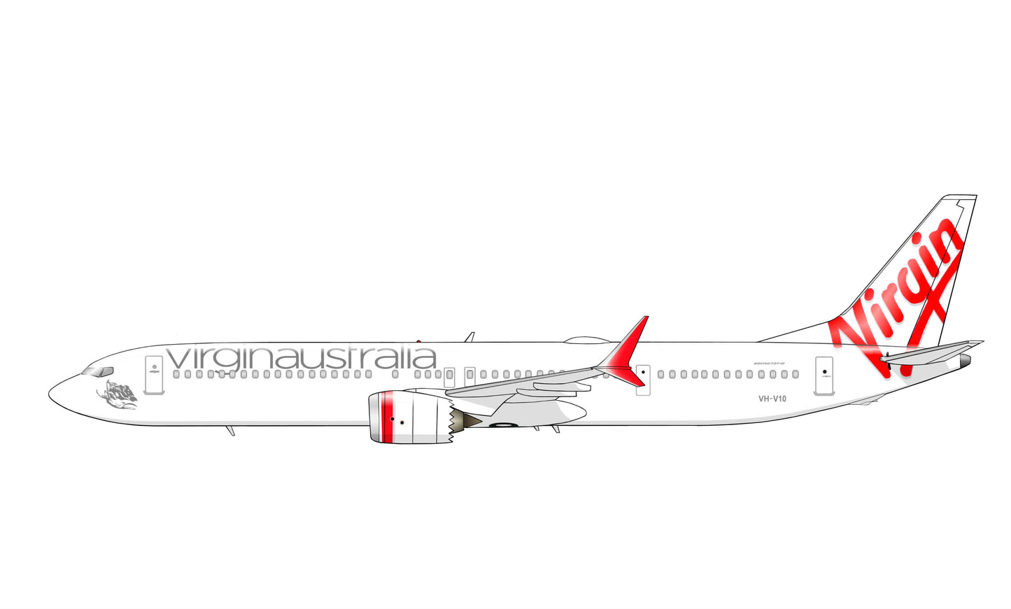 Virgin Australia Boeing 737 Max 10 VH-V10 PVC side profile cutout.