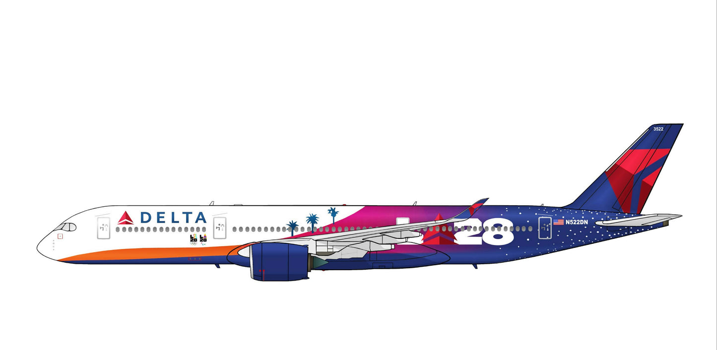 Delta Airlines Airbus A350 N522DZ” LA 28” livery PVC side profile cutout.