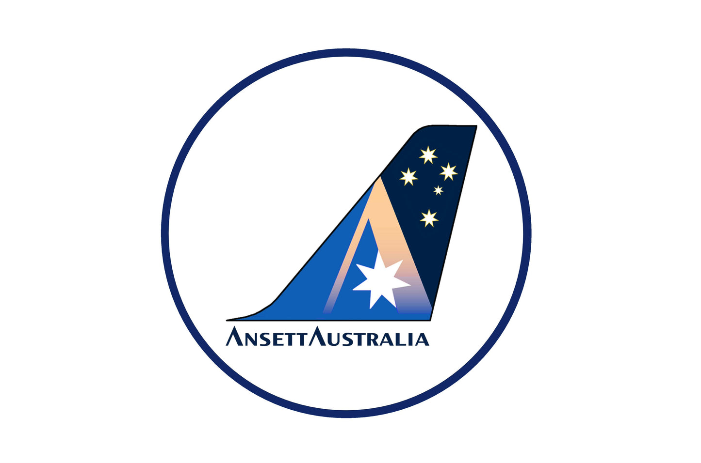 Ansett Australia tail Starmark livery 10cm round sticker.