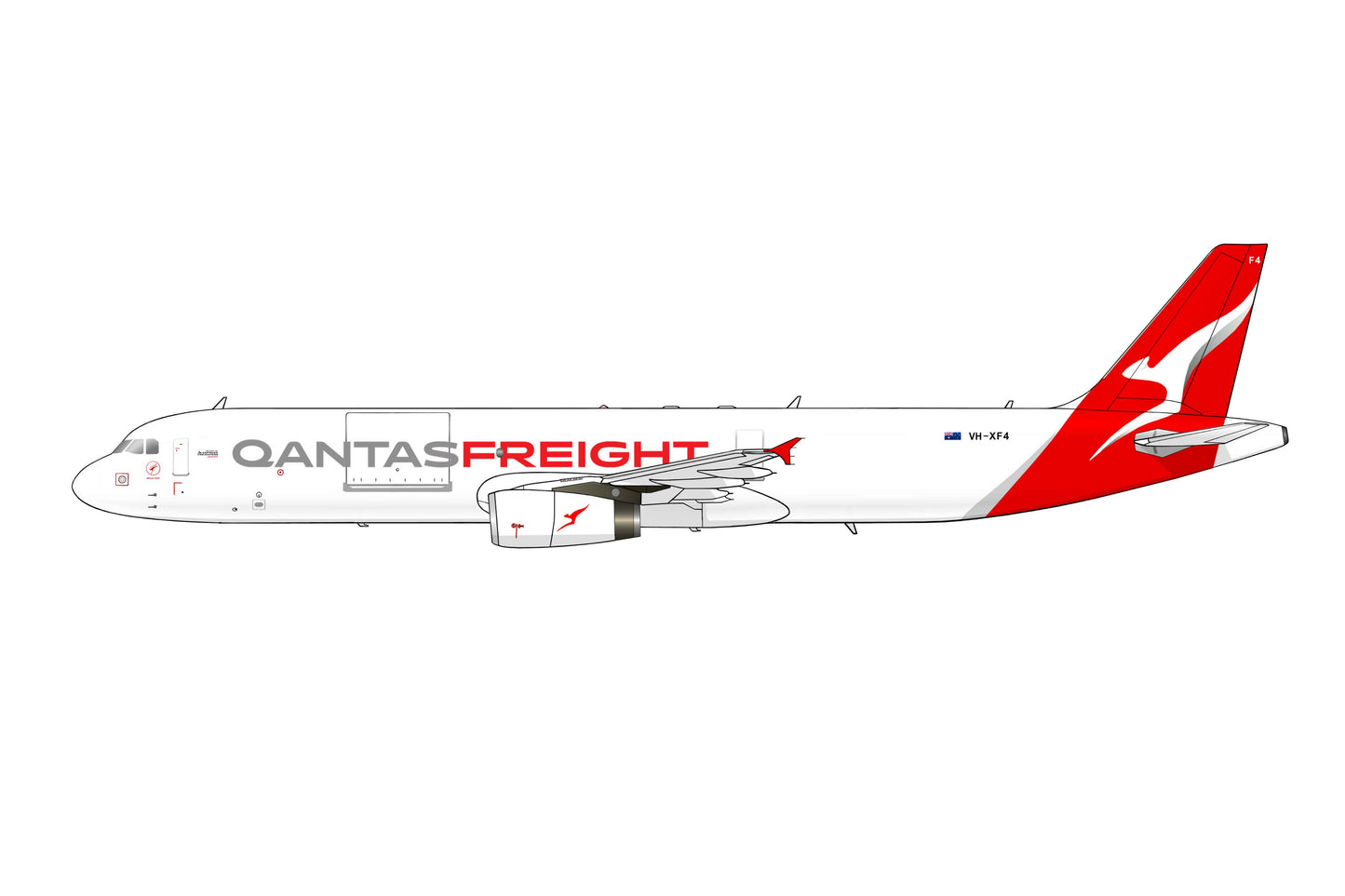 Qantas Freight Airbus A321 VH-XF4 PVC side profile cutout.