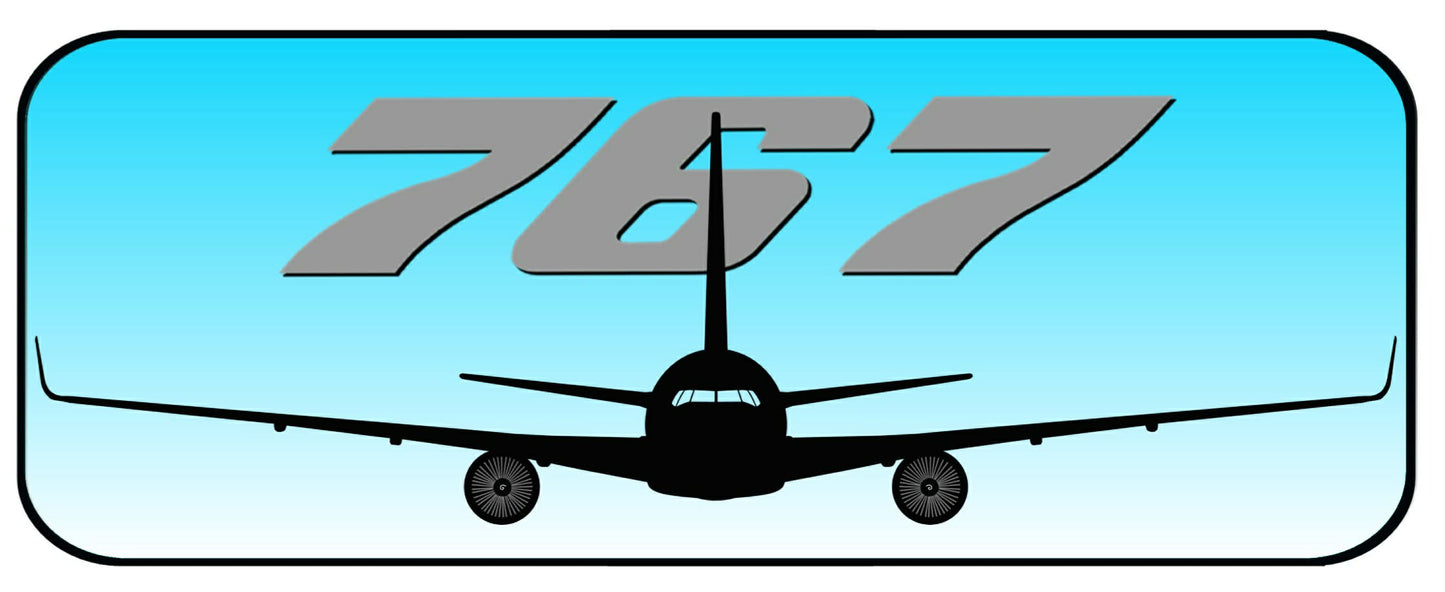 Boeing 767 with winglets Head on profile 20cm sticker.