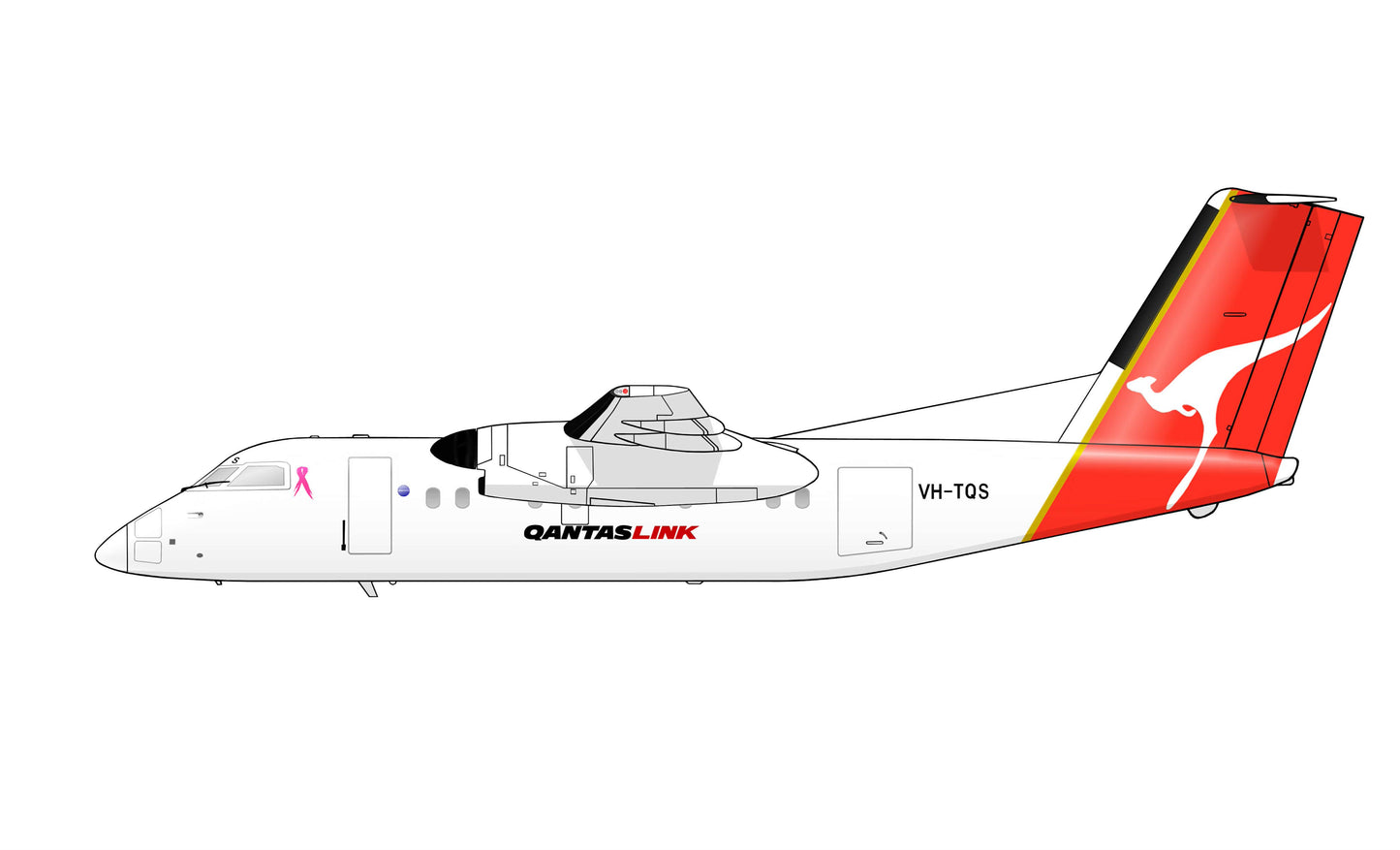QantasLink Dash 8-200 original livery VH-TQS PVC side profile cutout.
