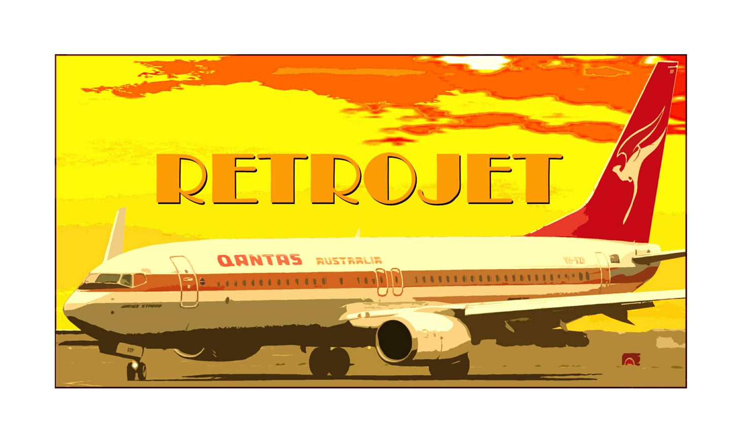 QANTAS Boeing 737-800 “Retro Roo” livery RETROJET PVC photo sign.
