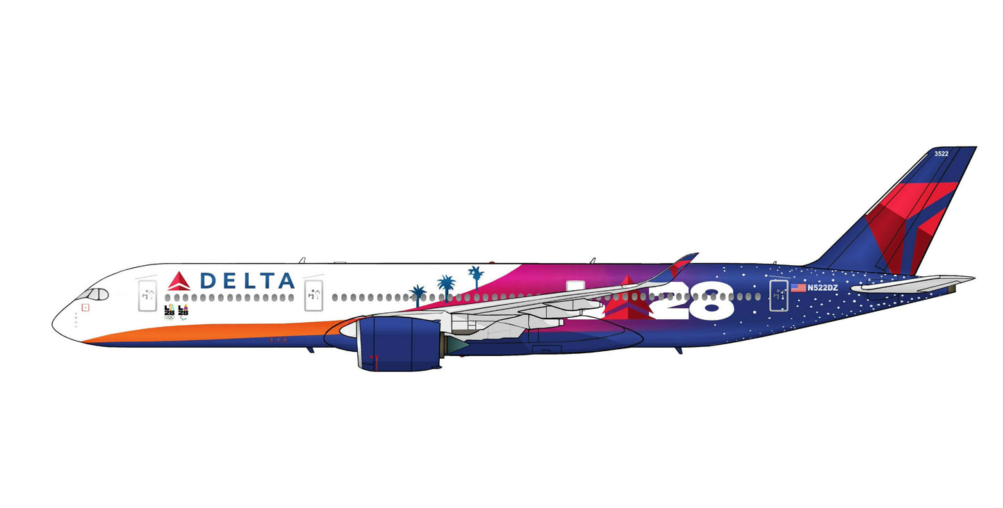 Delta Airlines Airbus A350 N522DN ”LA 28” livery 20cm side profile sticker.