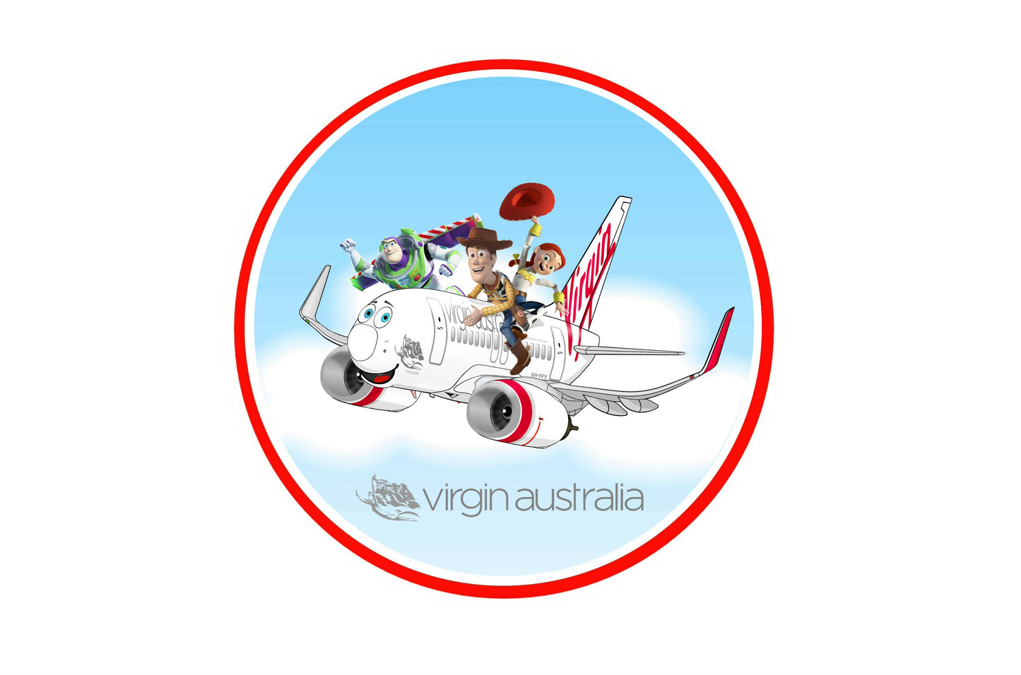 Virgin Australia Boeing 737-800 “Toy Story 5” 10cm character sticker.