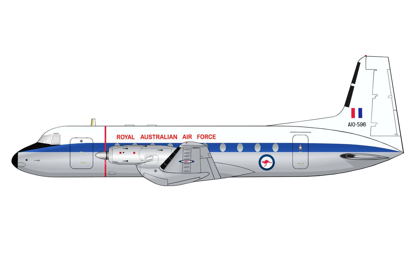 RAAF Hawker Siddeley HS-748 A10-596 PVC side profile cutout.