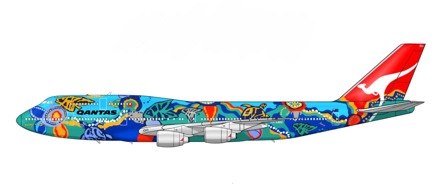 QANTAS Boeing 747-300 VH-EBU Nalanji Dreaming PVC side profile cutout.
