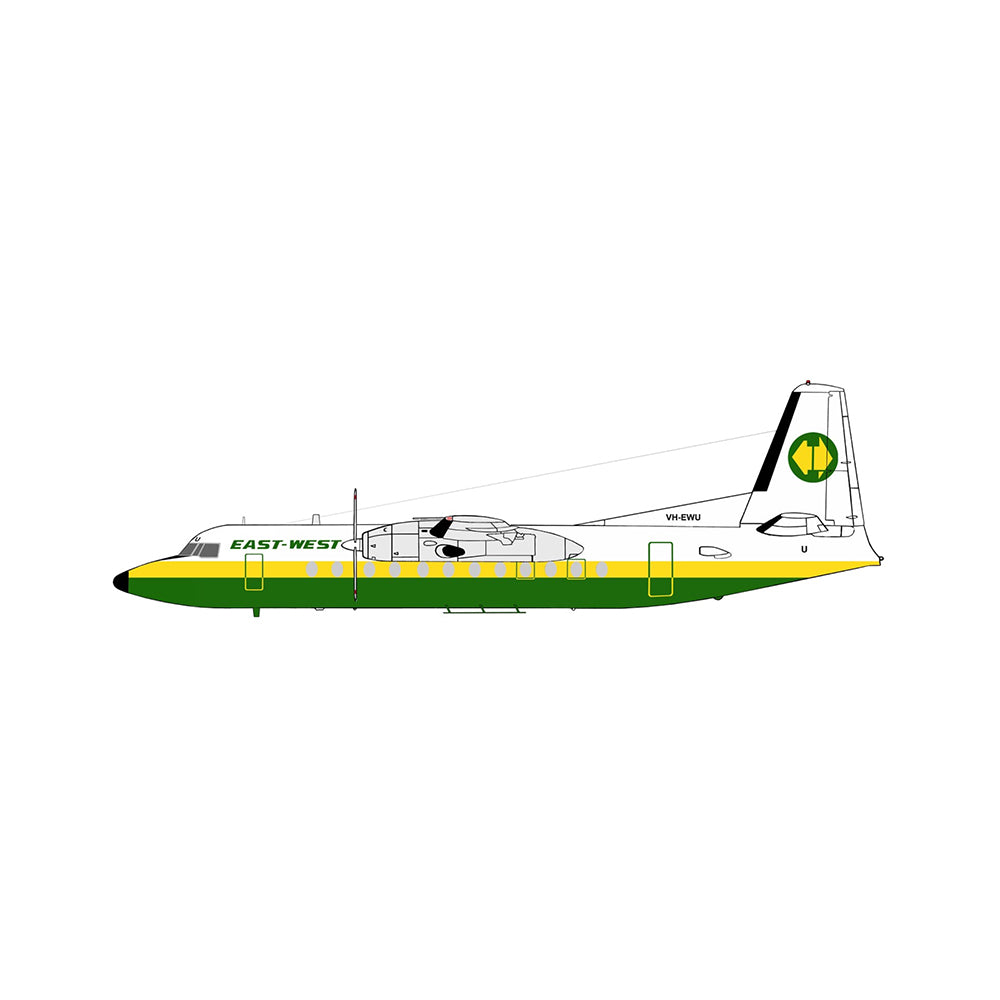 East West Airlines 1980s Yellow and Green Livery