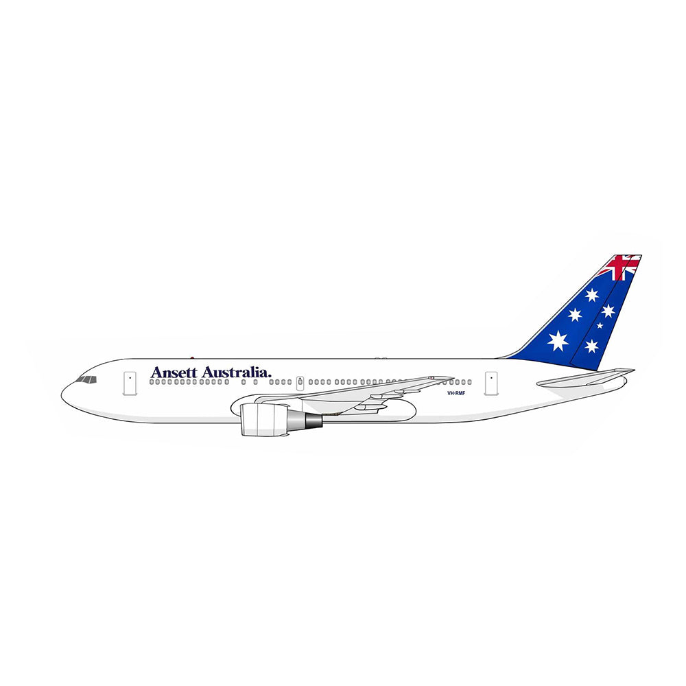 Ansett Australia Boeing 767-277 VH-RMF 1990 deregulation Flag Livery side profile cutout.