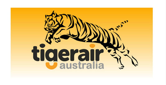 Tigerair 20cm "Tiger" yellow background logo sticker.