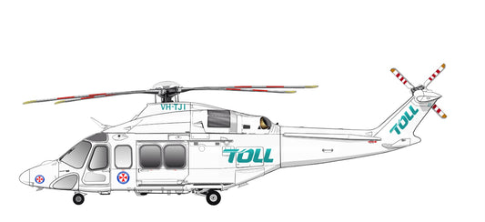 Toll AW139 VH-TJI Helicopter 20cm side profile sticker.