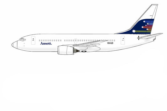 Ansett Boeing 737-377 VH-CZI Shooting stars livery 20cm side profile sticker.