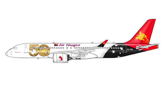 Air Niugini Airbus A220 P2-PGA PVC side profile cutout.