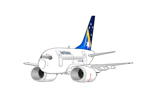 Ansett Australia Boeing 737-300 VH-CZB new design Starmark livery 14cm caricature sticker.