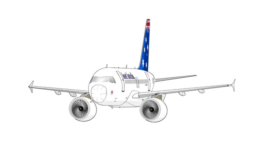 Ansett Australia Airbus A320 VH-HYA new design Flag livery 14cm caricature sticker.