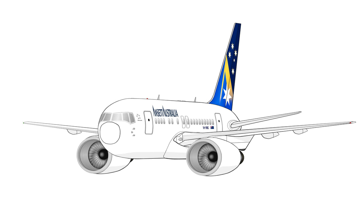 Ansett Australia Boeing 767-200 VH-RMG new design Starmark livery 14cm caricature sticker.