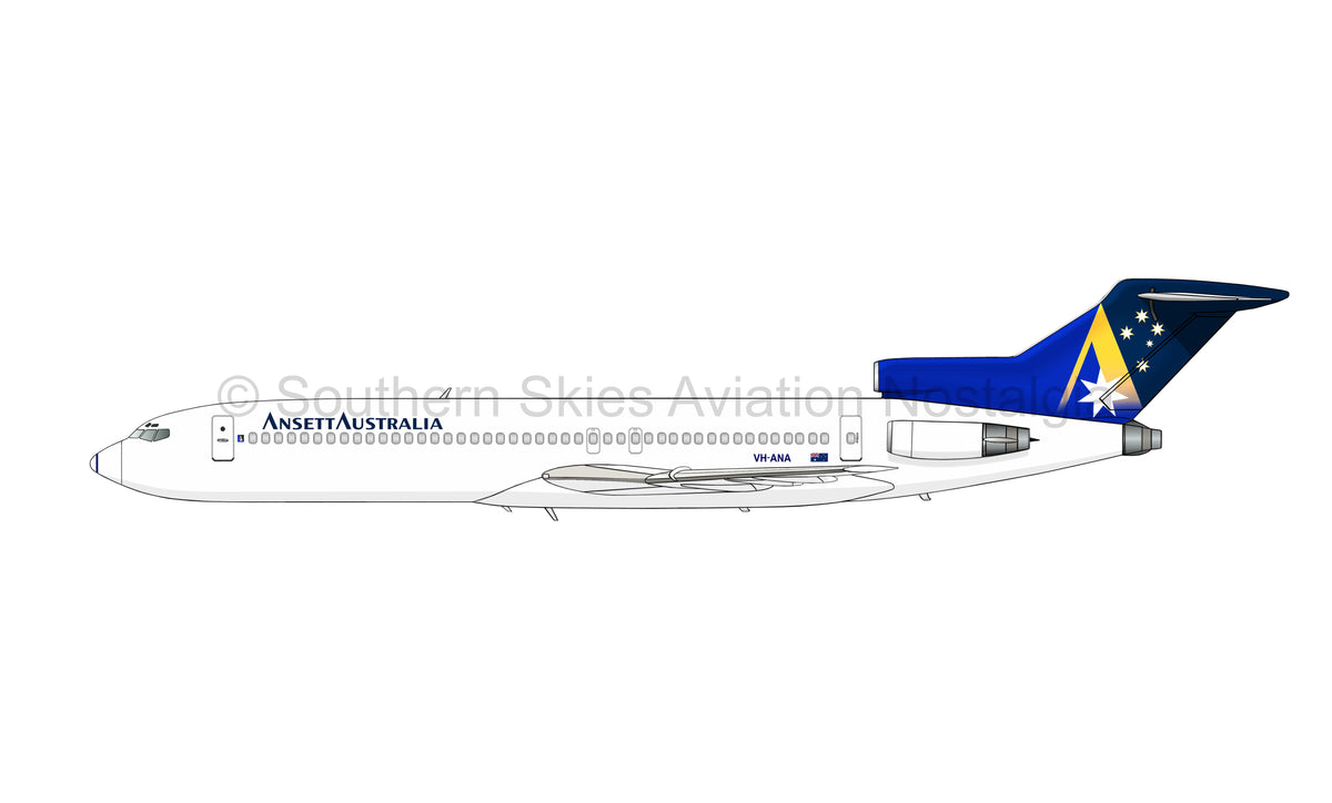 Ansett Australia Starmark final livery Boeing 727-277 VH-ANA PVC side ...
