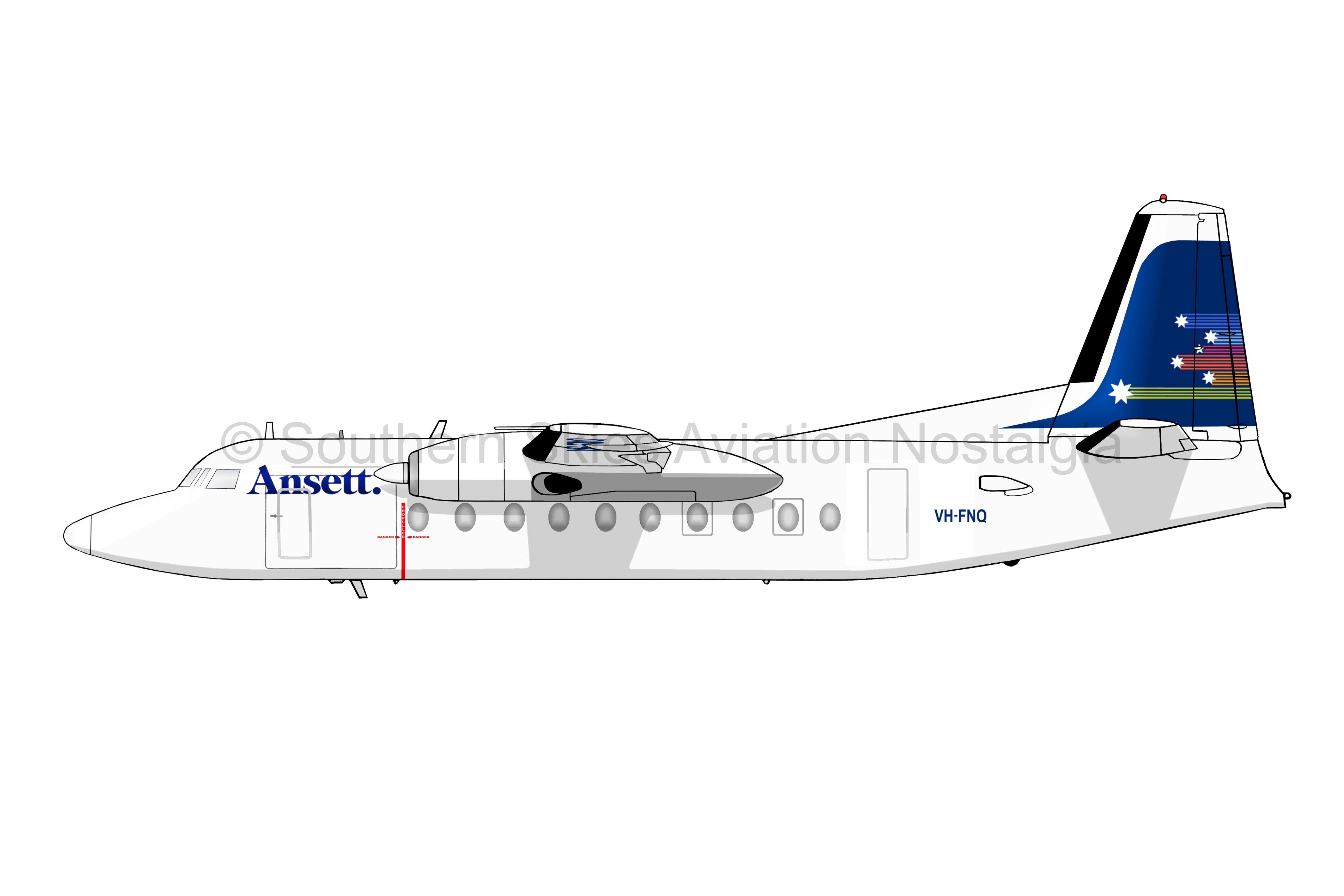 Ansett Fokker F-27 Friendship VH-FNQ 1980s Shooting Stars livery 20cm ...