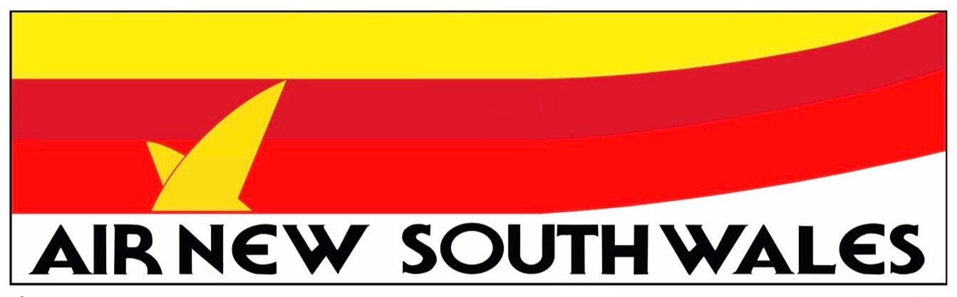 Air New South Wales 1980s Canary livery 20cm rectangular logo sticker.