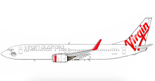 Virgin Australia 100th Boeing 737-800 VH-YFR PVC side profile cutout.