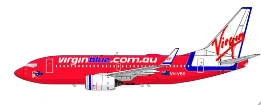 Virgin Blue Boeing 737-700 VH-VBY PVC side profile cutout.