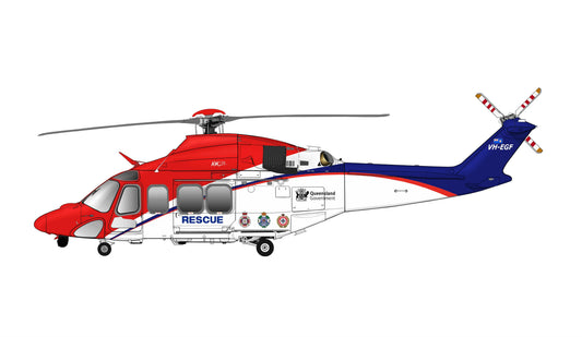 Queensland Police Rescue AW139 VH-EGF Helicopter 20cm side profile sticker.