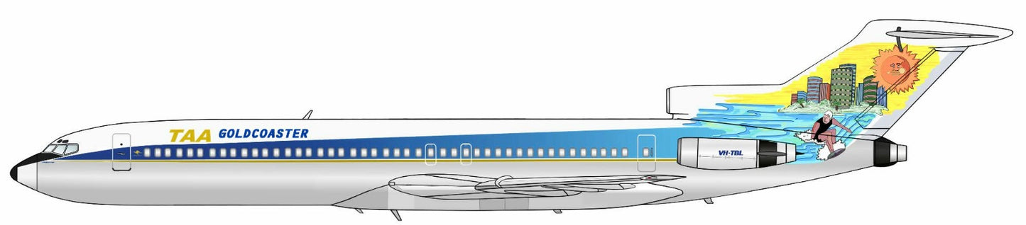 TAA Boeing 727-276 VH-TBL Gold Coaster (never actually completed) livery PVC side profile cutout.