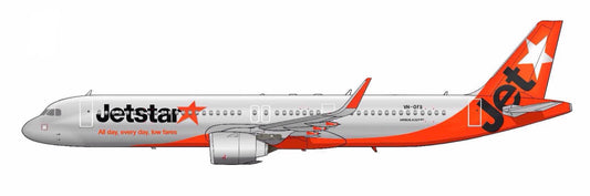 Jetstar Airbus A321 Neo VH-OFS PVC side profile cutout.