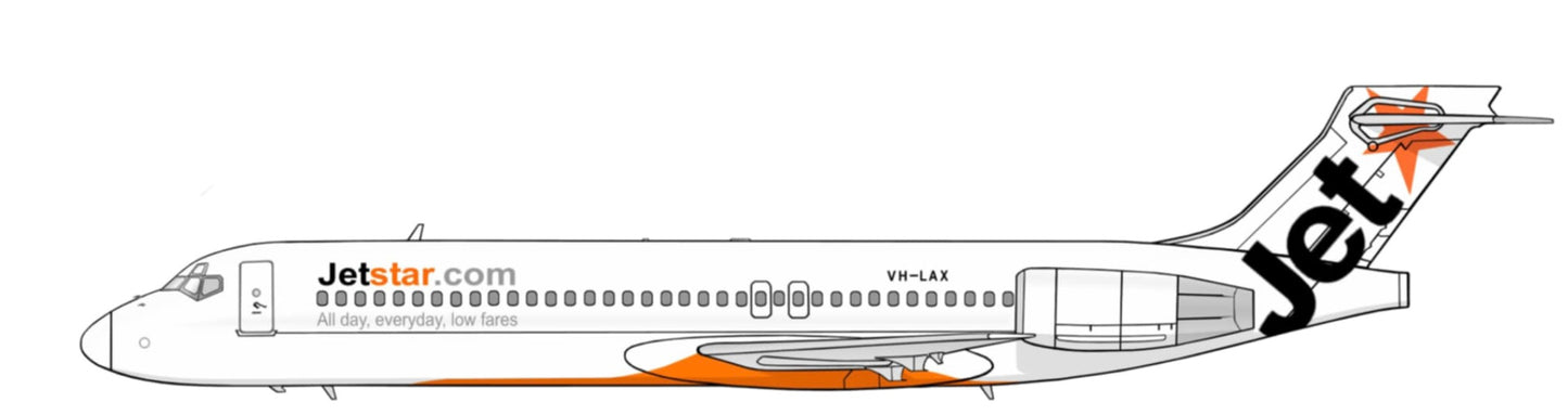 Jetstar Boeing 717 VH-LAX white livery PVC side profile cutout.