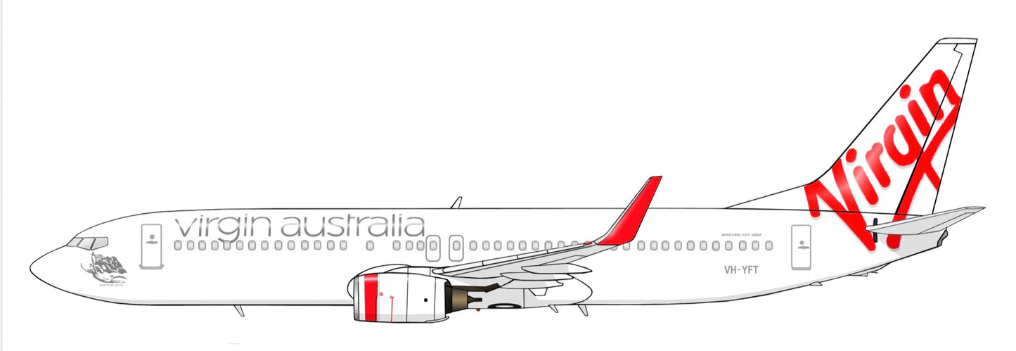 Virgin Australia Boeing 737-800 VH-YFT PVC side profile cutout.