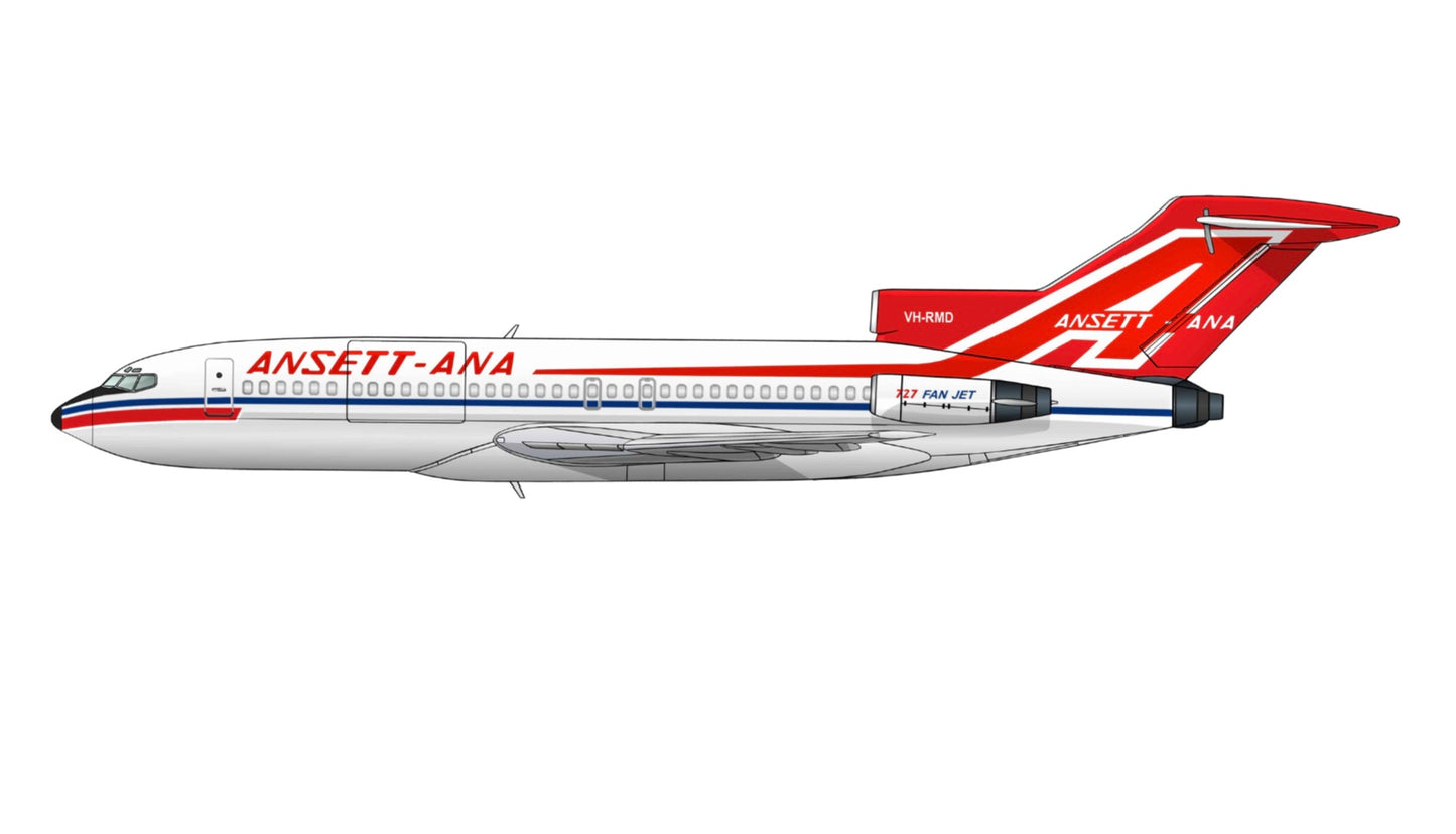 Ansett-ANA Boeing 727-77 VH-RMD 1960s livery  PVC side profile cutout.