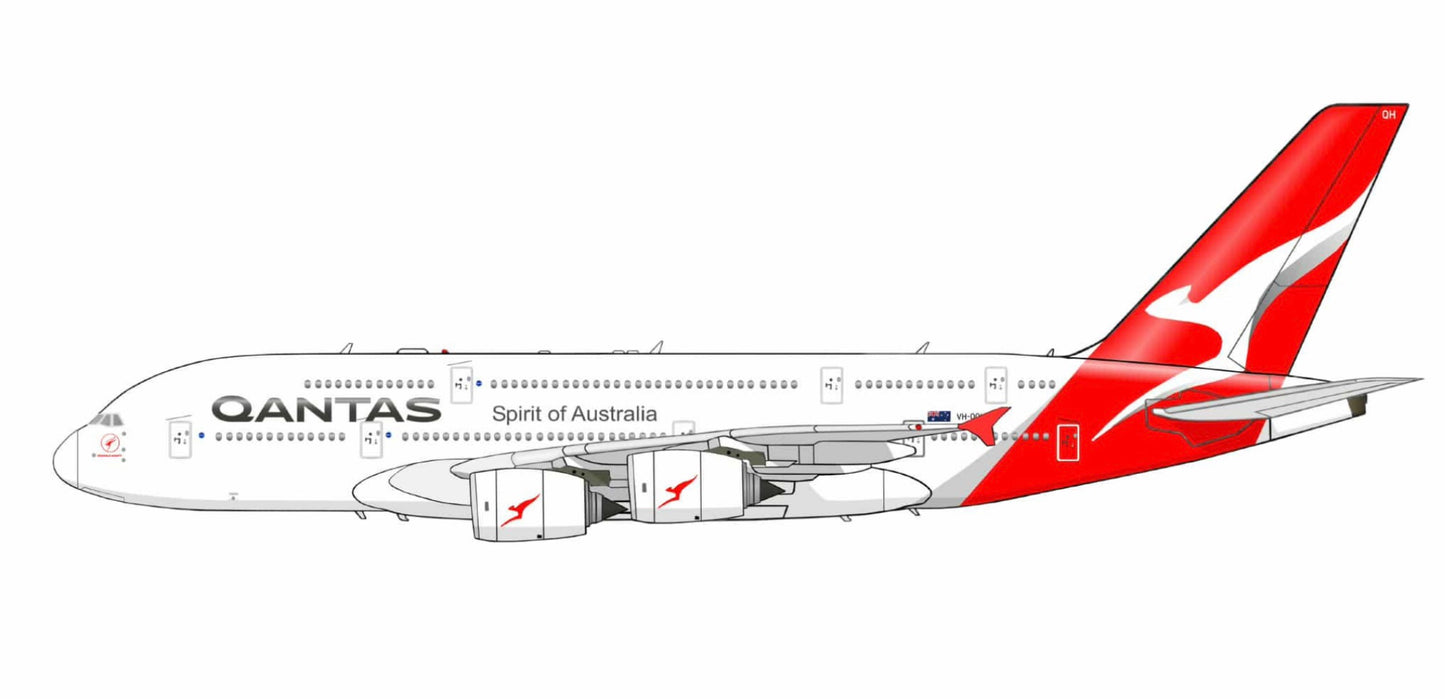 QANTAS Airbus A380-842 VH-OQH PVC side profile cutout.
