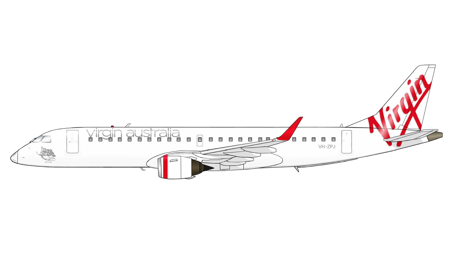 Virgin Australia Embraer 190 VH-ZPJ PVC side profile cutout.