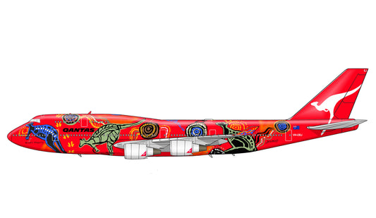 QANTAS Boeing 747-400 VH-OEJ All red livery PVC side profile cutout.