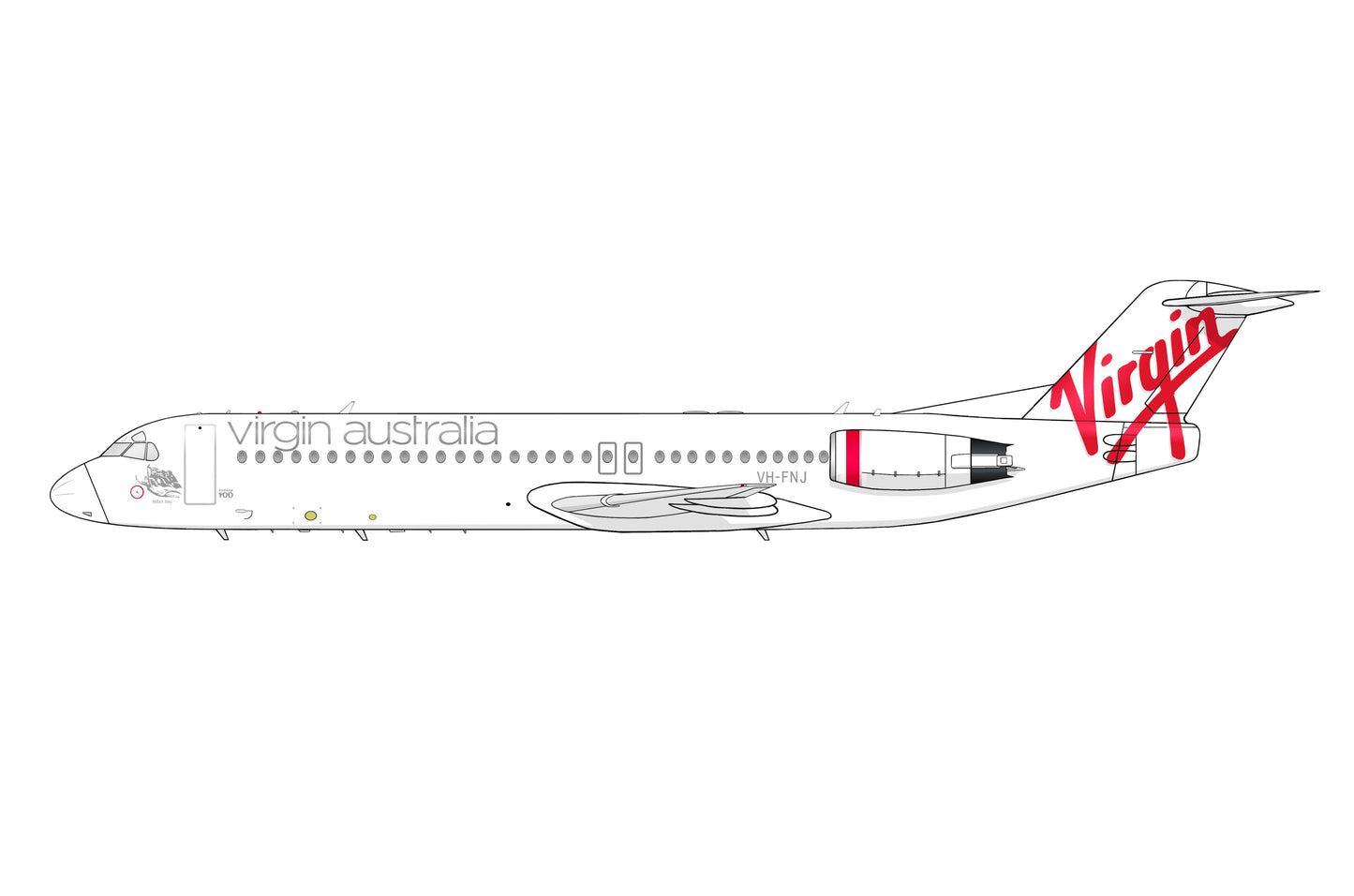 Virgin Australia Fokker F100 VH-FNJ PVC side profile cutout.