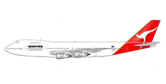 QANTAS Boeing 747-200 VH-EBO new white/red tail late 1980s livery PVC side profile cutout.