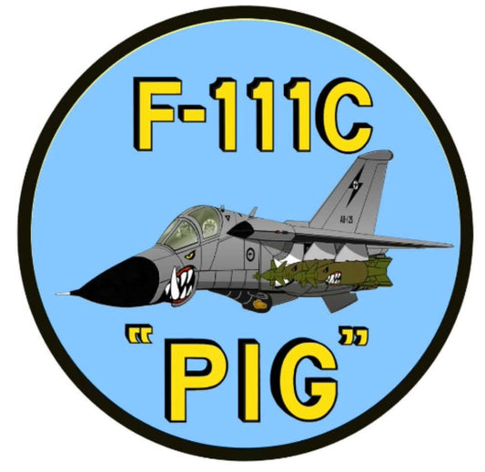 F-111C “Pig” 9cm round sticker.