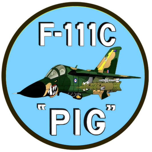 F-111C “Pig” 9cm round sticker.