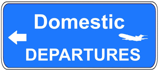 Airport Domestic Departures Sign 20cm sticker.