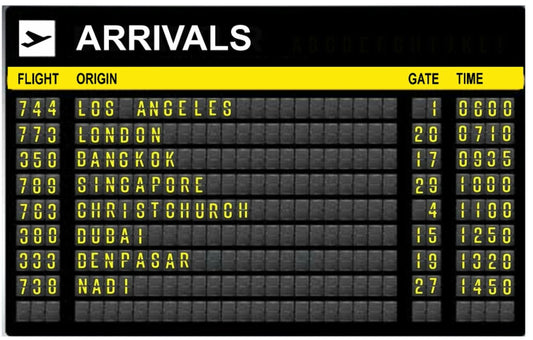 Retro Arrivals board 20cm sticker.
