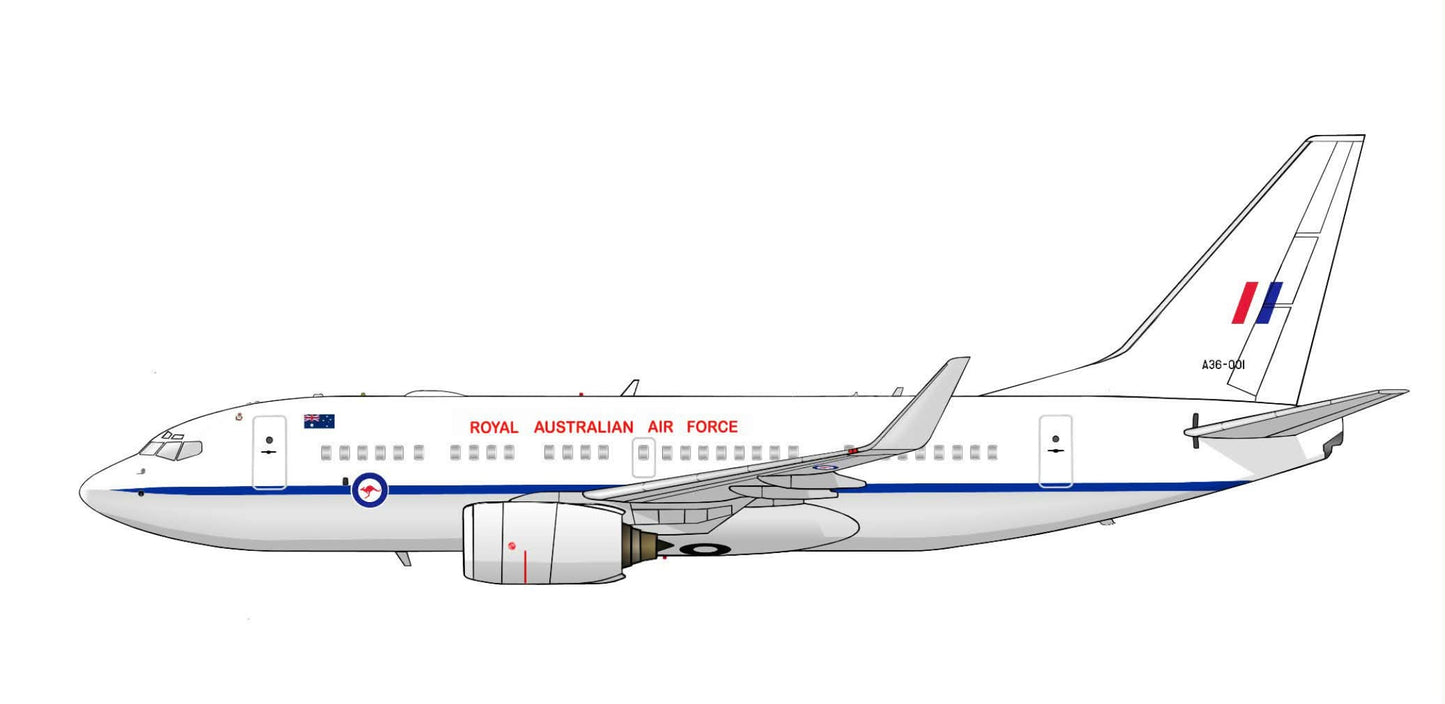 RAAF Boeing 737-700 BBJ A36-001 PVC side profile cutout.