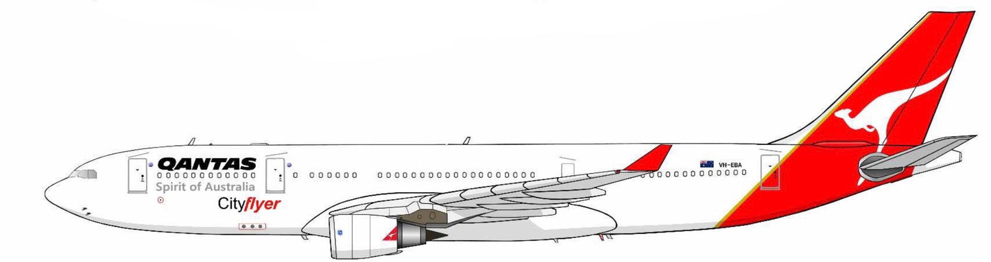 QANTAS Airbus A330-200 VH-EBA “CityFlyer” livery side profile sticker.