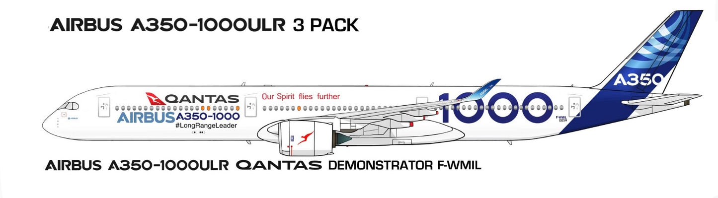Airbus A350-1000ULR  3 pack of 20cm stickers.